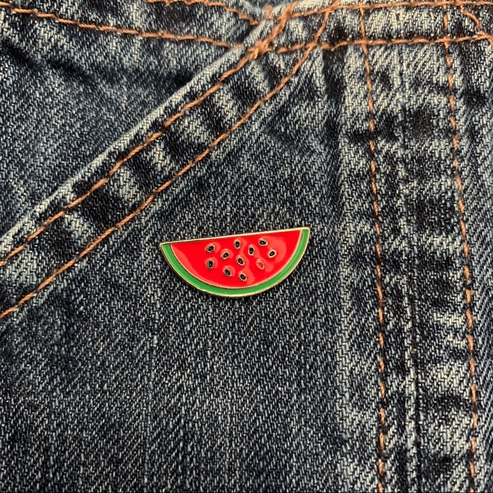 Silver Watermelon Enamel Pin